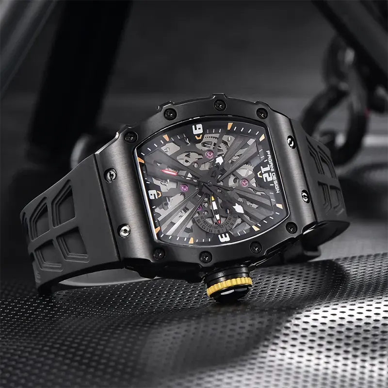 Pagani Design Black Skeleton Dial Black Strap Men's Watch-  PD-1738